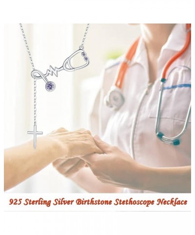 925 Sterling Silver Nurse Stethoscope Cross Pendant Necklace Medical Assistant Jewelry Gift for Women Registered Nurse Doctor...