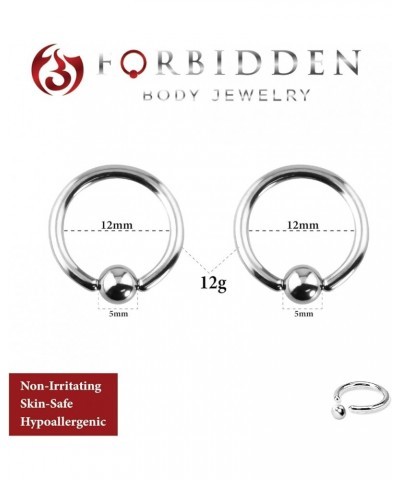 12G-OG Surgical Steel Piercing Hoops Large Gauge Size Captive Bead Body Piercing Rings 2pcs (Select Gauge/Diameter) 12g 12mm,...