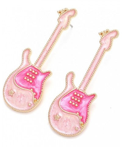 Guitar Earrings Pink Guitar Dangle Earrings Electric Guitar Earrings Music Lovers teacher singer Statement Jewelry Gifts for ...