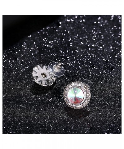 8 Pairs Rhinestone Dance Competition Earrings Round Shaped Acrylic Stone Inside Crystal Halo Stud Earrings Stage Opera Perfor...