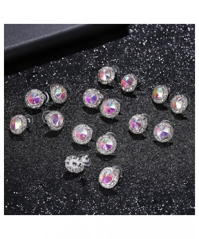 8 Pairs Rhinestone Dance Competition Earrings Round Shaped Acrylic Stone Inside Crystal Halo Stud Earrings Stage Opera Perfor...