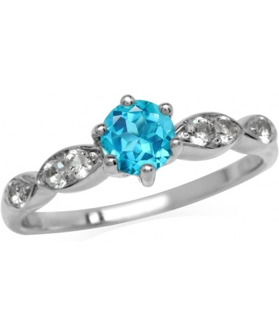 5mm Round Shape White Gold Plated 925 Sterling Silver Engagement Ring 10 Silver Genuine Paraiba Neon Blue Topaz $14.38 Rings