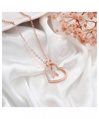 Dainty Initial Necklaces for Women - 14K Gold/White Gold/Rose Gold Plated Necklace, CZ Simulated Diamond Heart Pendant Fashio...