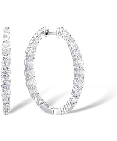 Santuzza 925 Sterling Silver Huggie Hoop Earrings Cubic Zirconia Small Cuff Pierced Earring [C] White CZ 7.22CT, Silver $10.2...