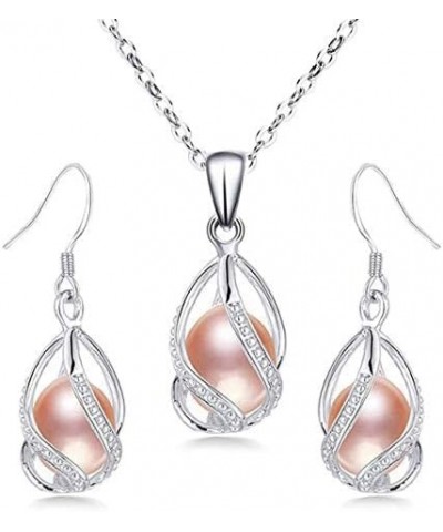 Jewelry Set For Women 100% Natural Freshwater Pearl Jewelry Sets 925 Sterling Silver Jewelry Sets Pink $14.03 Jewelry Sets