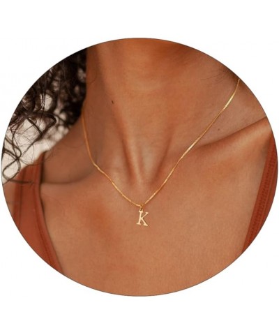 Gold Initial Necklaces for Women, Gold Plated Letter Necklace for Girls, Dainty A-Z Pendant Choker Necklace K-Gold $8.09 Neck...