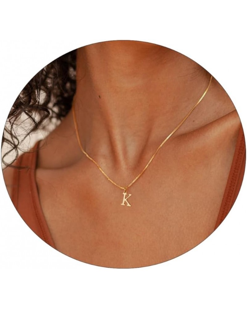 Gold Initial Necklaces for Women, Gold Plated Letter Necklace for Girls, Dainty A-Z Pendant Choker Necklace K-Gold $8.09 Neck...