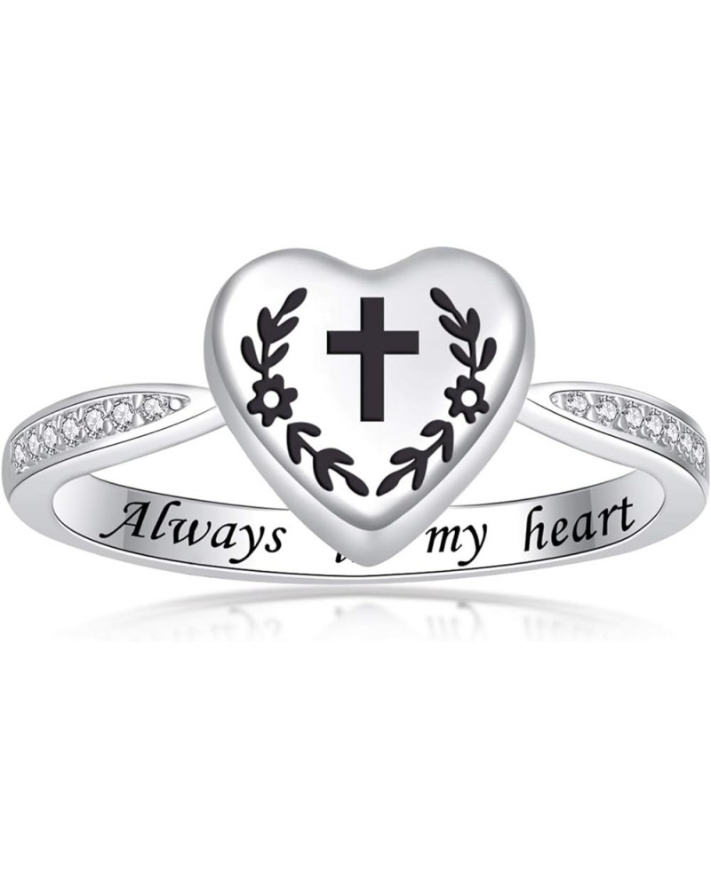 Silver Ashes Urn Ring Memorial Jewelry Rose Flower/Wing/Paw S925 Sterling Ring Holder Engraved Forever Always in My Heart Fun...