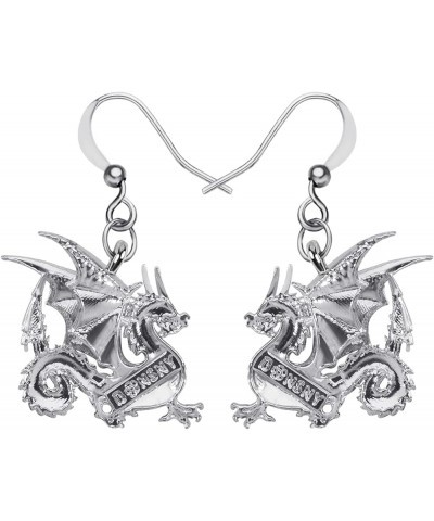 Enamel Alloy Dinosaur Fantasy Dragon Earrings Drop Dangle Unique Animal Jewelry For Women Girls Brown $7.64 Earrings