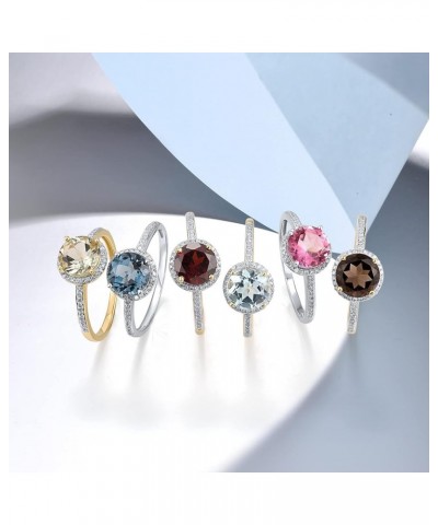 10K Solid Gold Solitaire Gemstone Genuine Diamond Ring for Women Round1-Garnet $61.50 Rings