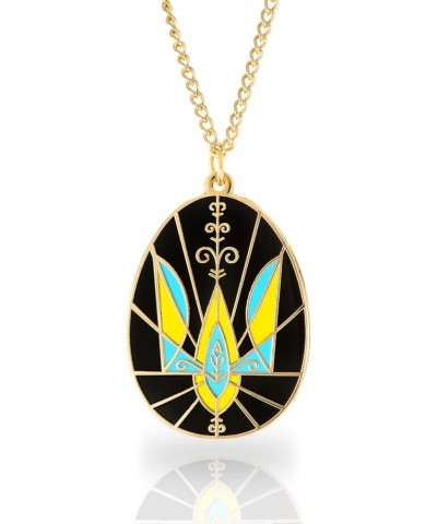 Ukrainian Easter Egg (Pysanky) Collection Pendant Necklace for Women - Trident Design 24k Gold-Plated $16.77 Necklaces