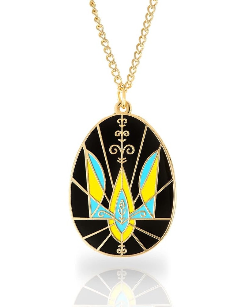 Ukrainian Easter Egg (Pysanky) Collection Pendant Necklace for Women - Trident Design 24k Gold-Plated $16.77 Necklaces