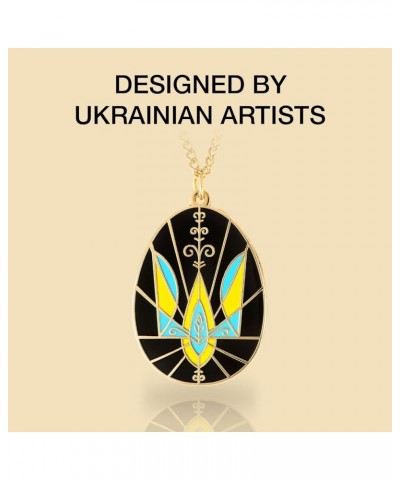 Ukrainian Easter Egg (Pysanky) Collection Pendant Necklace for Women - Trident Design 24k Gold-Plated $16.77 Necklaces