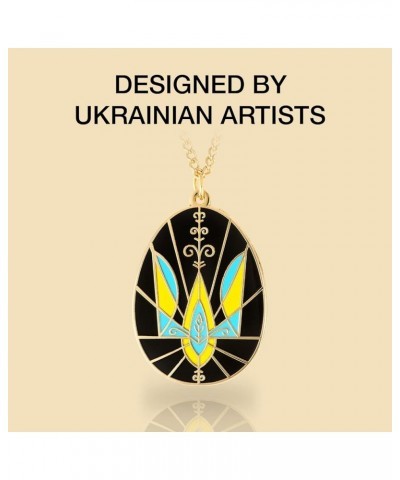 Ukrainian Easter Egg (Pysanky) Collection Pendant Necklace for Women - Trident Design 24k Gold-Plated $16.77 Necklaces