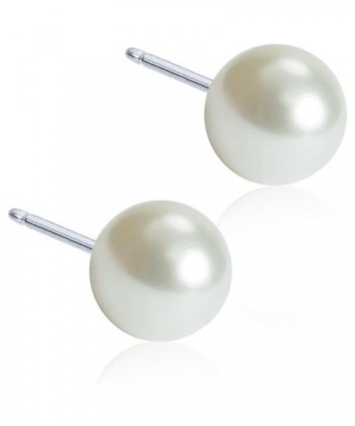 Hypoallergenic | Natural Titanium White Pearl Stud Earrings | Best Choice For Sensitive Ears 6mm White $24.00 Earrings