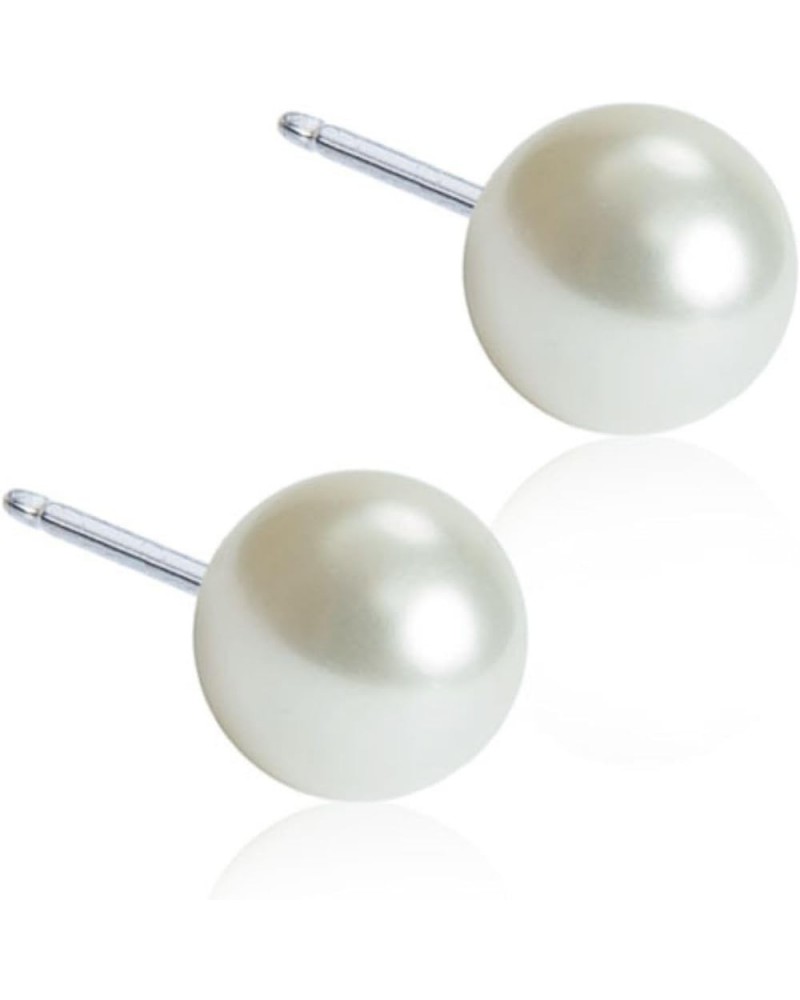 Hypoallergenic | Natural Titanium White Pearl Stud Earrings | Best Choice For Sensitive Ears 6mm White $24.00 Earrings