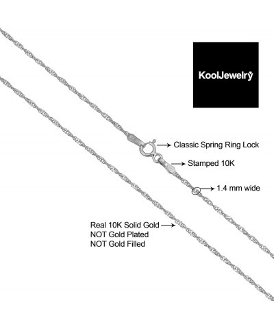 10k White Gold Singapore Chain Necklace For Women - Real Gold (choose from 0.7mm, 1mm, 1.4mm, 1.7mm width - sizes from 14 to ...