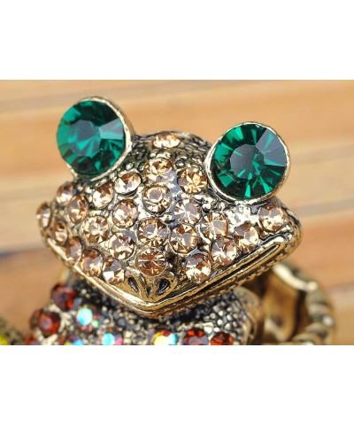 Adjustable Antique Pink Golden Tone Multicolored Rhinestones Frog Toad Ring Golden $9.67 Rings