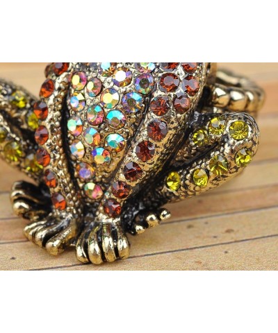 Adjustable Antique Pink Golden Tone Multicolored Rhinestones Frog Toad Ring Golden $9.67 Rings