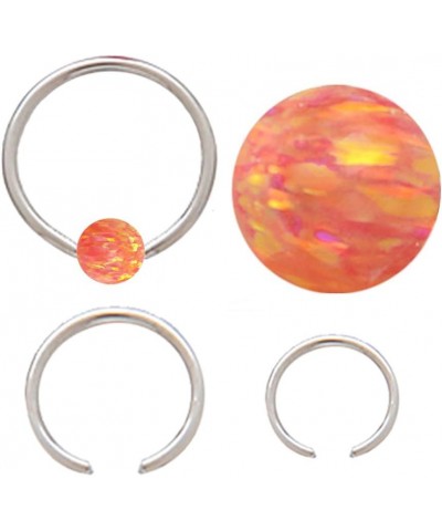 Sparkling Fire Opal Surgical Steel Captive Septum Cartilage Tragus Earring Nose Ring Rings 18g op25 -Pink Orange Alizarin Cri...