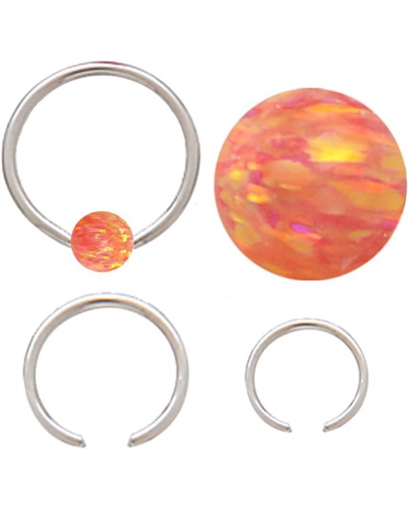 Sparkling Fire Opal Surgical Steel Captive Septum Cartilage Tragus Earring Nose Ring Rings 18g op25 -Pink Orange Alizarin Cri...