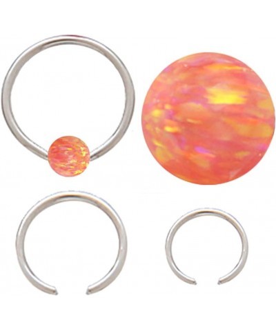 Sparkling Fire Opal Surgical Steel Captive Septum Cartilage Tragus Earring Nose Ring Rings 18g op25 -Pink Orange Alizarin Cri...