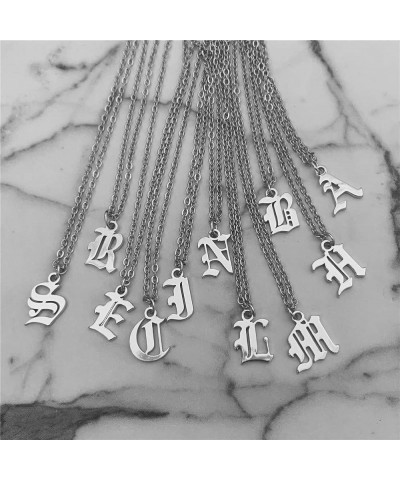 Old English Initial Alphabet Letter Necklace P-Silver $11.39 Necklaces