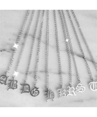 Old English Initial Alphabet Letter Necklace P-Silver $11.39 Necklaces