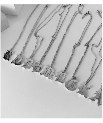 Old English Initial Alphabet Letter Necklace P-Silver $11.39 Necklaces