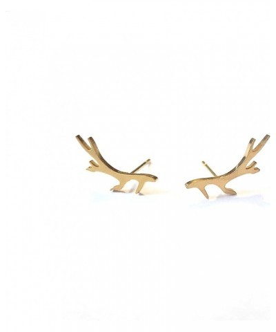 Antler Earrings For Women 18kt Gold Plated Stud Antler Crawler Earrings for Girls Outdoors Earring Cuffs Deer Animal Earrings...