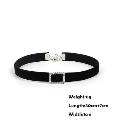 Choker Necklace Silver Adjustable Black Velvet Collar Necklaces for Women and Girls (Circle) Square $6.62 Necklaces