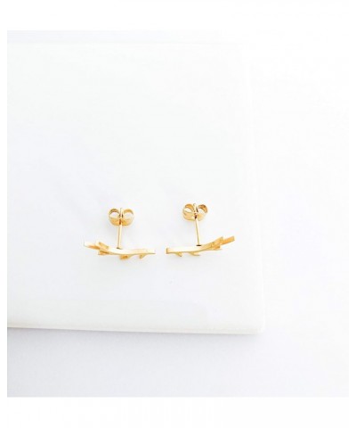 Antler Earrings For Women 18kt Gold Plated Stud Antler Crawler Earrings for Girls Outdoors Earring Cuffs Deer Animal Earrings...