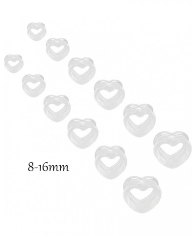 6pcs Heart Shape Acrylic Ear Tunnels Plugs Set White Black Clear Stretcher Expander Ear Tunnels Ear Piercing Jewelry for Wome...