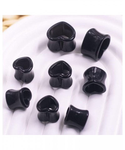 6pcs Heart Shape Acrylic Ear Tunnels Plugs Set White Black Clear Stretcher Expander Ear Tunnels Ear Piercing Jewelry for Wome...