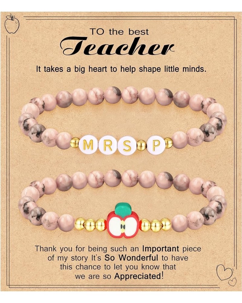 Teacher Appreciation Gifts for Women,Teacher Must Haves Initial Bracelet Mrs Miss End of Year Teacher Gifts Thank You for Hel...