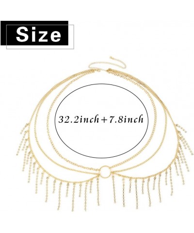 Rhinestone Waist Chain Gold Tassel Crystal Bikini Body Chain Rave Jewelry Accessories for Women and Girls $10.00 Body Jewelry