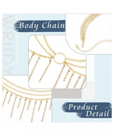 Rhinestone Waist Chain Gold Tassel Crystal Bikini Body Chain Rave Jewelry Accessories for Women and Girls $10.00 Body Jewelry