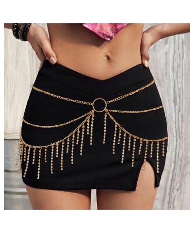 Rhinestone Waist Chain Gold Tassel Crystal Bikini Body Chain Rave Jewelry Accessories for Women and Girls $10.00 Body Jewelry