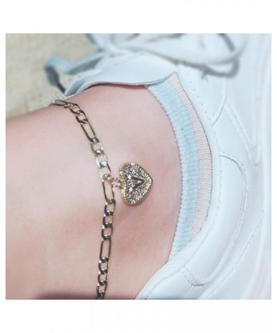 Silver Initial Anklet for Women Layered Beaded Hexagon Letter Ankle Silver Cuban Link Anklet Bracelet for Women Men Dainty Le...