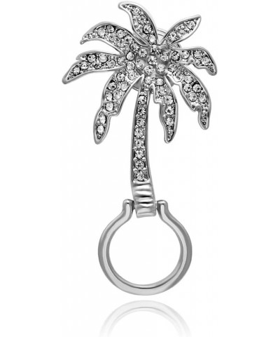 Fashion Plant Eyeglass Holder Unique Tropical Holiday Green Coconut Palm Crystal Tree Pin Brooch silver $9.13 Brooches & Pins