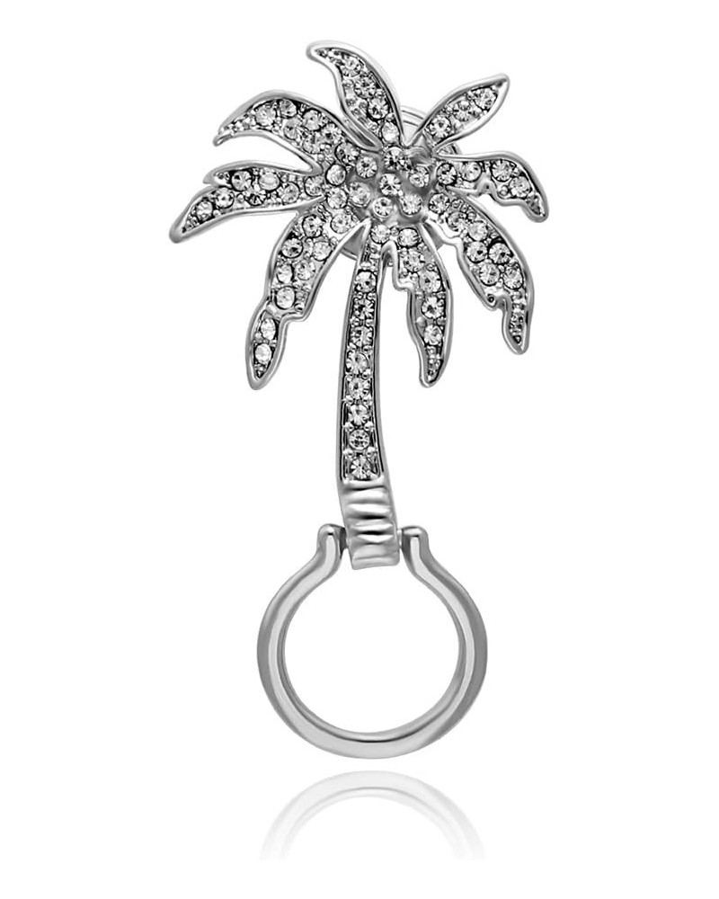 Fashion Plant Eyeglass Holder Unique Tropical Holiday Green Coconut Palm Crystal Tree Pin Brooch silver $9.13 Brooches & Pins