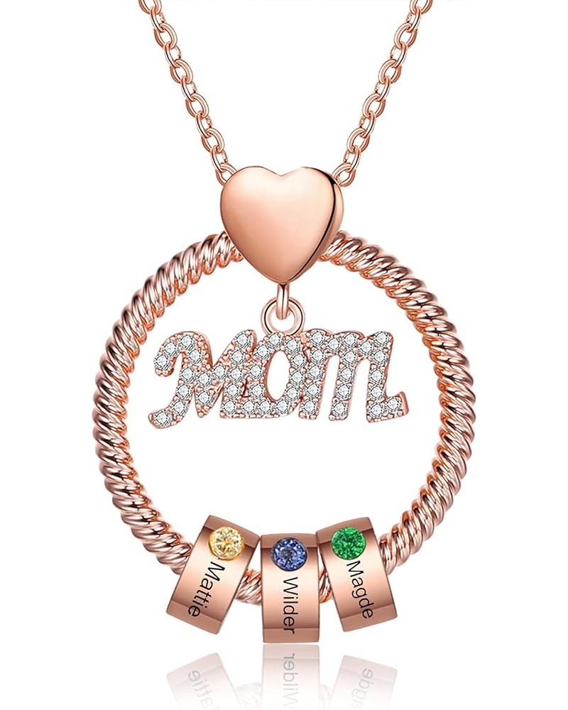 Mother's Birthday Gift Personalized 1-5 Name Necklaces for Women, Mom Necklace with Simulated Birthstone Birthday Christmas J...