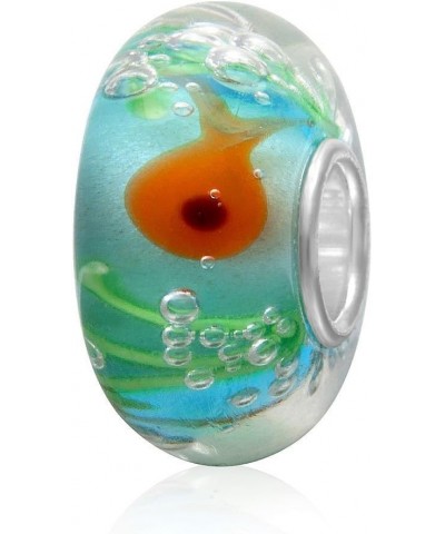 Goldfish Floating in Blue Sea Lampwork Murano Glass Charm 925 Sterling Silver Core fit for Fashion Charms Bracelets $8.99 Bra...