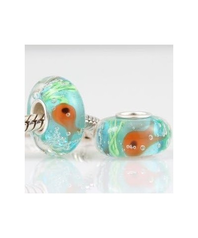 Goldfish Floating in Blue Sea Lampwork Murano Glass Charm 925 Sterling Silver Core fit for Fashion Charms Bracelets $8.99 Bra...