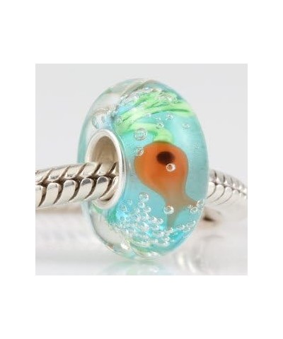 Goldfish Floating in Blue Sea Lampwork Murano Glass Charm 925 Sterling Silver Core fit for Fashion Charms Bracelets $8.99 Bra...