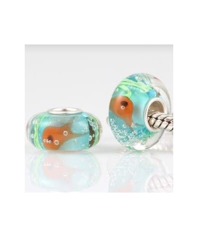 Goldfish Floating in Blue Sea Lampwork Murano Glass Charm 925 Sterling Silver Core fit for Fashion Charms Bracelets $8.99 Bra...