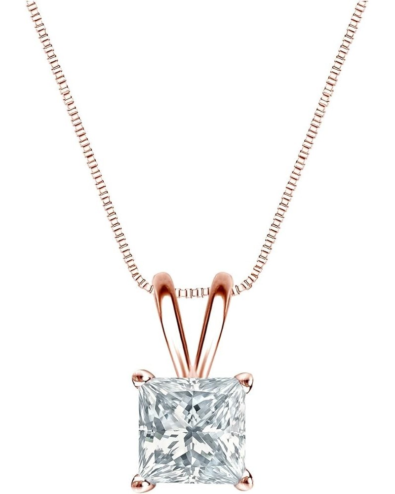 14k Gold 4-Prong Basket Princess-cut Diamond Solitaire Pendant (1/5-1 cttw, H-I, I1-I2) Rose Gold 0.71 carats $636.74 Necklaces