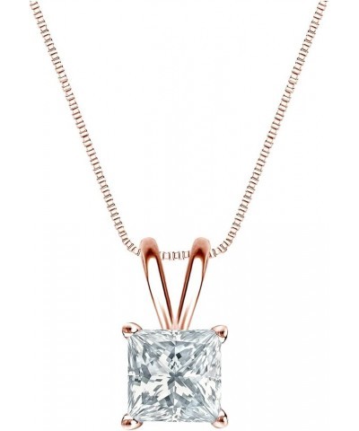 14k Gold 4-Prong Basket Princess-cut Diamond Solitaire Pendant (1/5-1 cttw, H-I, I1-I2) Rose Gold 0.71 carats $636.74 Necklaces