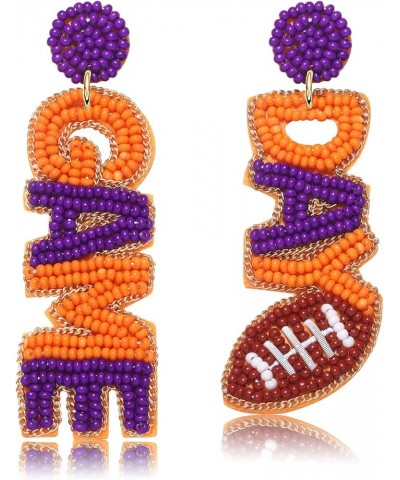 Game Day Beaded Earrings Statement Game Day Football Dangle Earrings Game Team Spirit Earrings Sports Fan Jewelry Gifts for W...