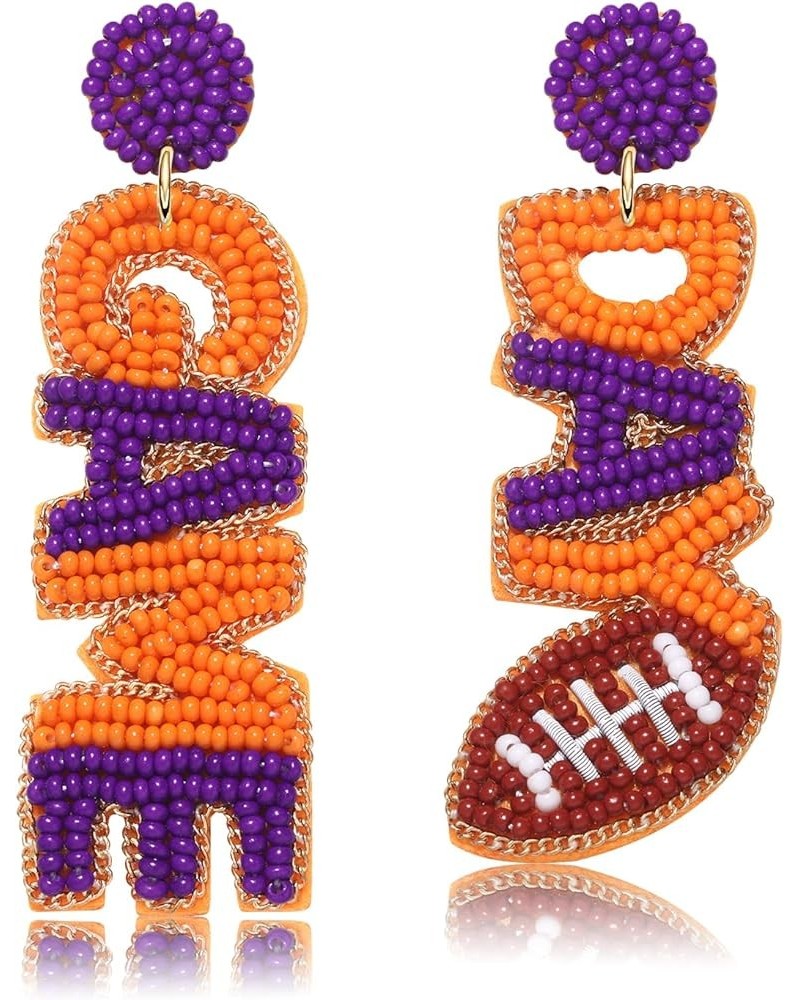 Game Day Beaded Earrings Statement Game Day Football Dangle Earrings Game Team Spirit Earrings Sports Fan Jewelry Gifts for W...